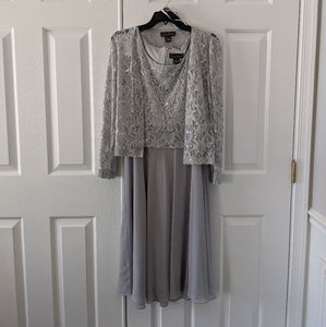 Silver Lace Mother of the Bride Cocktail Dress